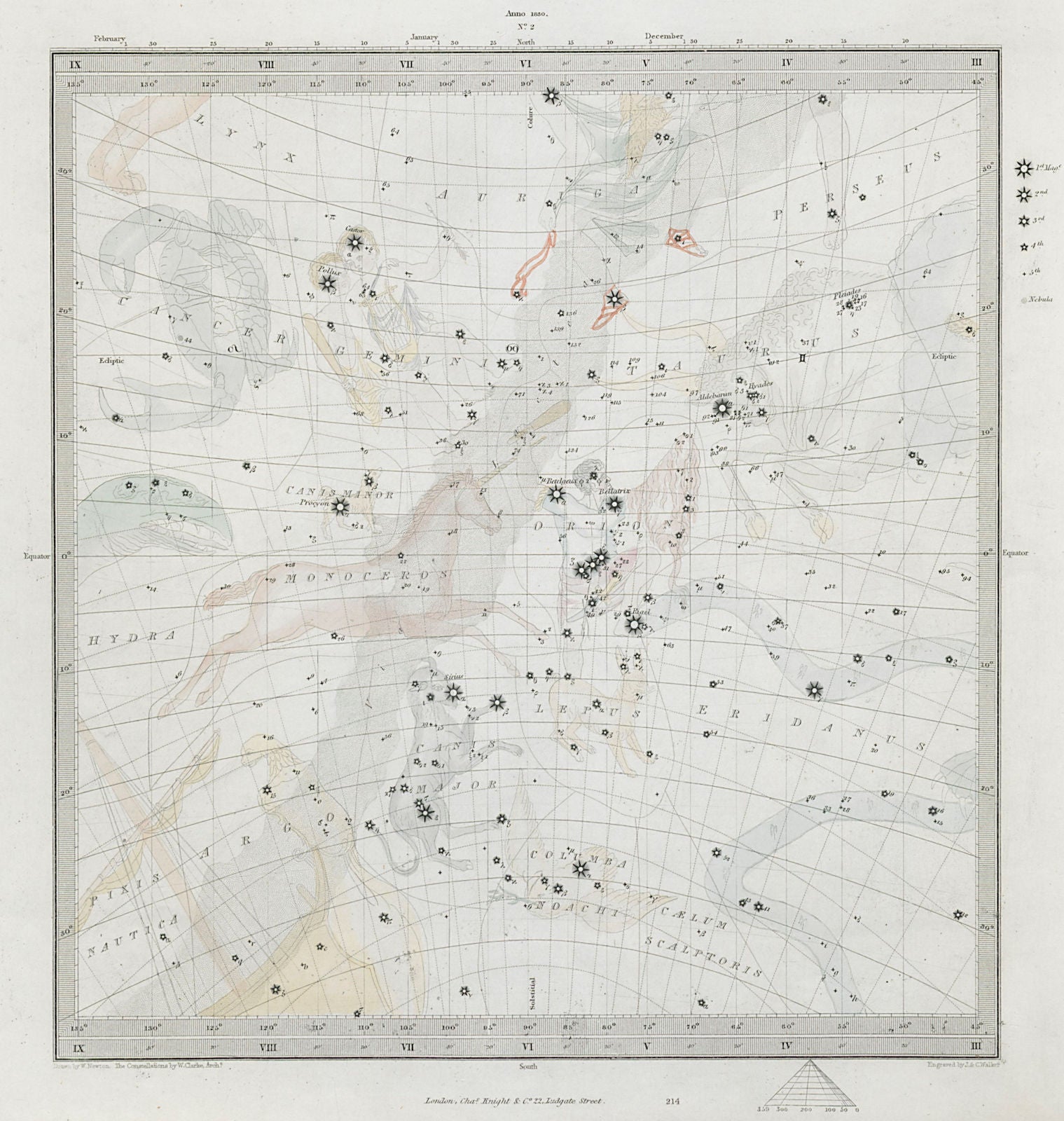 ASTRONOMY CELESTIAL Star map chart signs 2 Summer Solstice. SDUK 1847 old